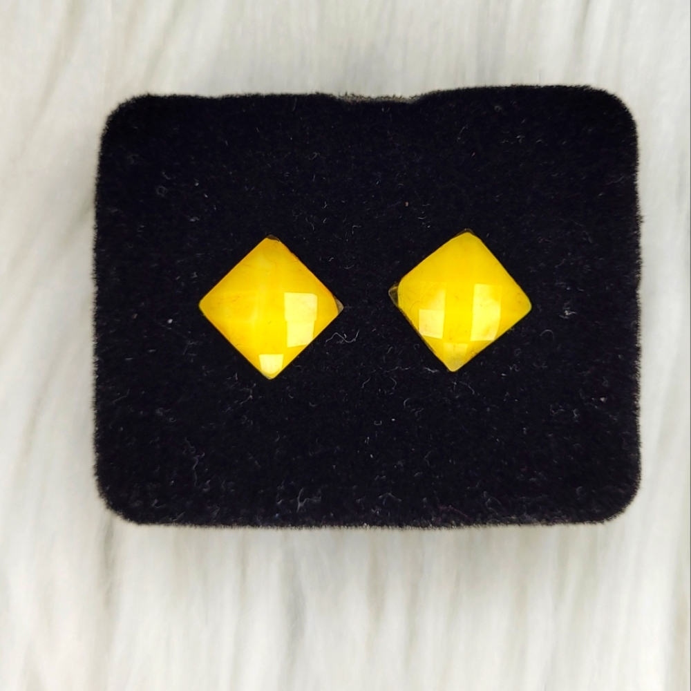 Yellow Square Earrings